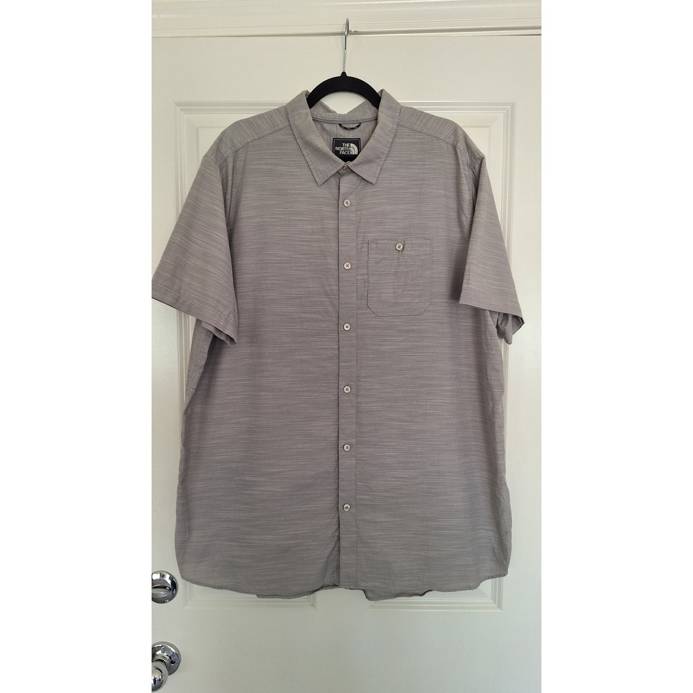 The North Face Shirt Men's XXL Gray Short Sleeve Cotton Button-Up